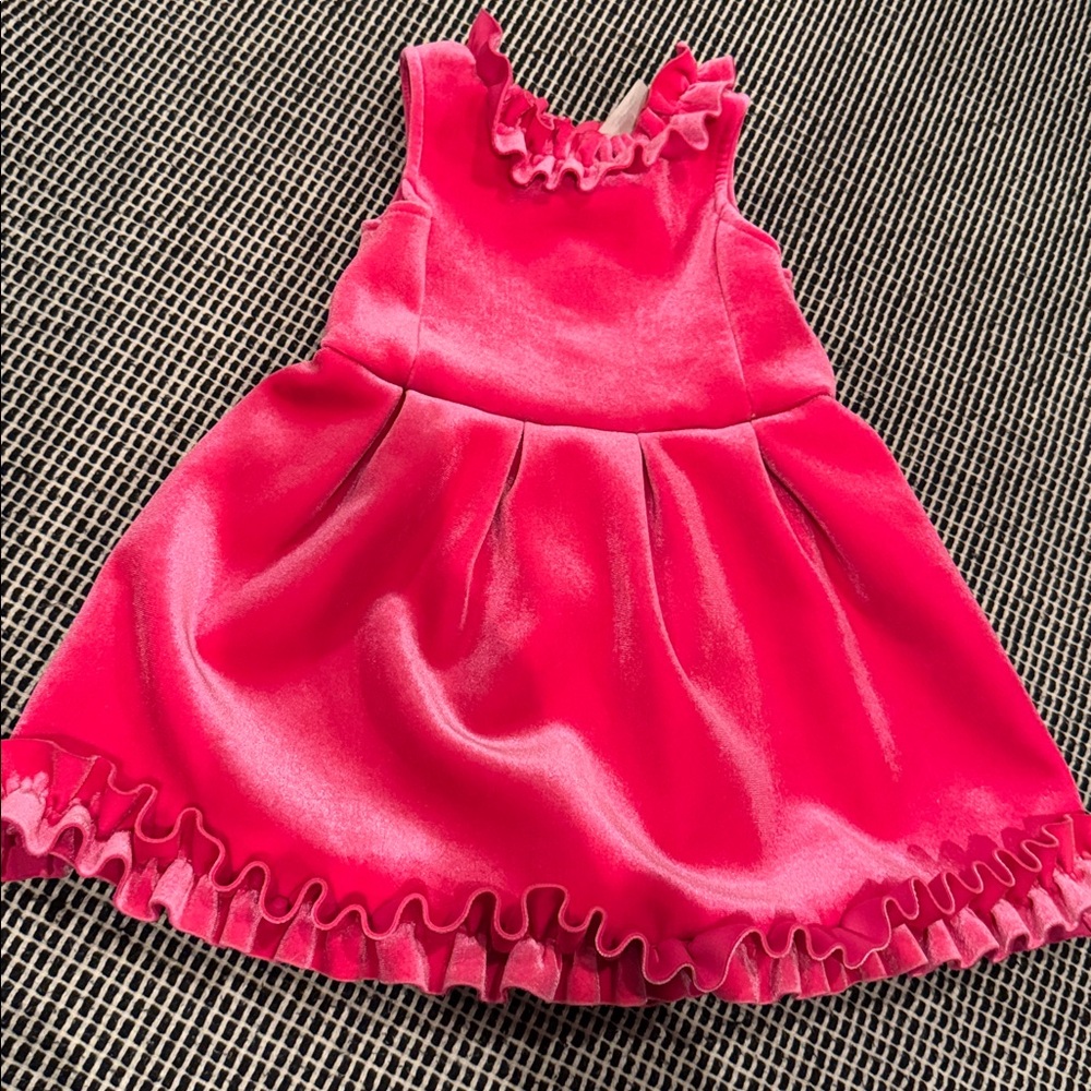 Pink Ruffled Velvet Dress 3T - Picture 10 of 10